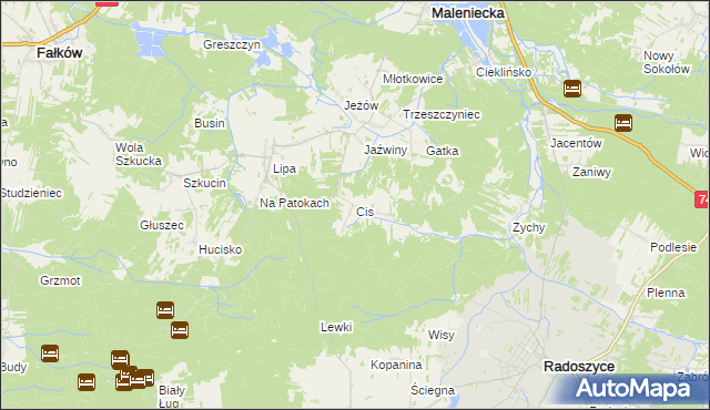 mapa Cis gmina Ruda Maleniecka, Cis gmina Ruda Maleniecka na mapie Targeo