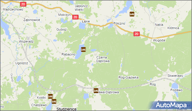 mapa Czarna Dąbrowa, Czarna Dąbrowa na mapie Targeo