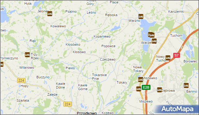 mapa Czeczewo gmina Przodkowo, Czeczewo gmina Przodkowo na mapie Targeo