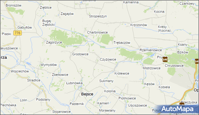 mapa Czyżowice gmina Bejsce, Czyżowice gmina Bejsce na mapie Targeo