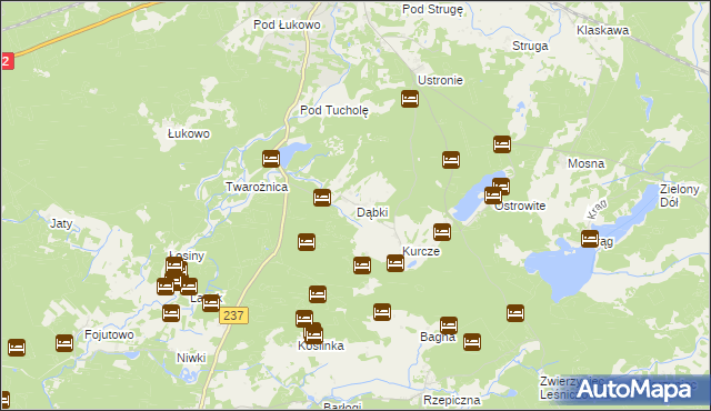 mapa Dąbki gmina Czersk, Dąbki gmina Czersk na mapie Targeo
