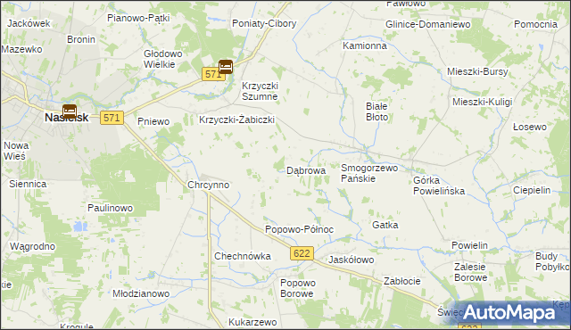 mapa Dąbrowa gmina Nasielsk, Dąbrowa gmina Nasielsk na mapie Targeo
