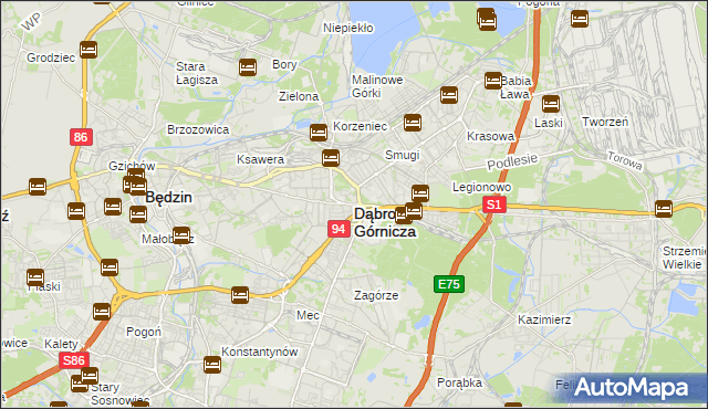 mapa Dąbrowa Górnicza, Dąbrowa Górnicza na mapie Targeo