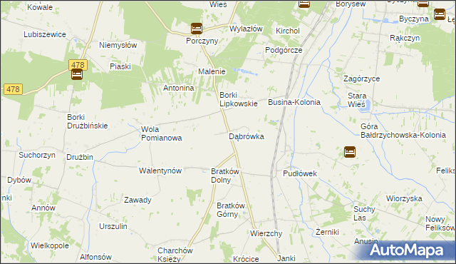 mapa Dąbrówka gmina Zadzim, Dąbrówka gmina Zadzim na mapie Targeo