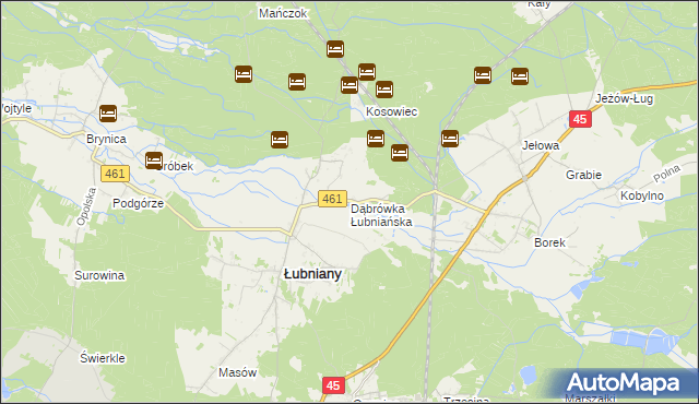 mapa Dąbrówka Łubniańska, Dąbrówka Łubniańska na mapie Targeo