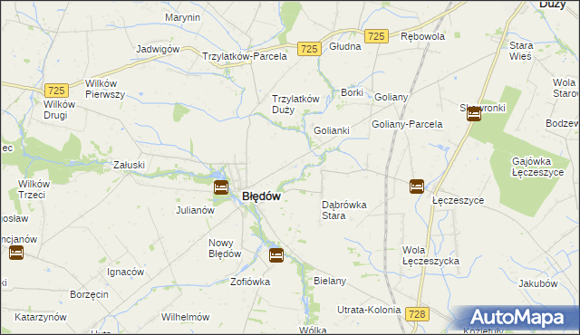 mapa Dąbrówka Nowa gmina Błędów, Dąbrówka Nowa gmina Błędów na mapie Targeo
