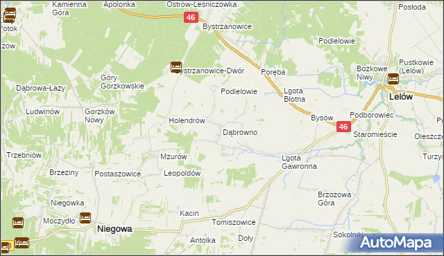 mapa Dąbrowno gmina Niegowa, Dąbrowno gmina Niegowa na mapie Targeo