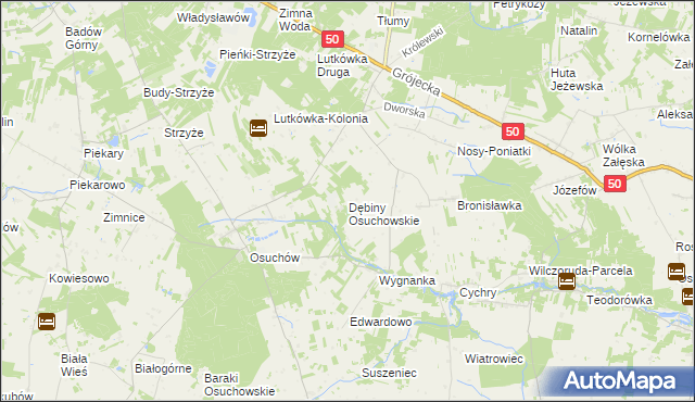 mapa Dębiny Osuchowskie, Dębiny Osuchowskie na mapie Targeo