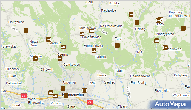 mapa Dębnik gmina Krzeszowice, Dębnik gmina Krzeszowice na mapie Targeo
