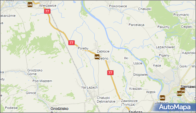 mapa Dębno gmina Leżajsk, Dębno gmina Leżajsk na mapie Targeo