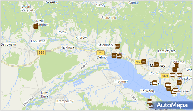 mapa Dębno gmina Nowy Targ, Dębno gmina Nowy Targ na mapie Targeo