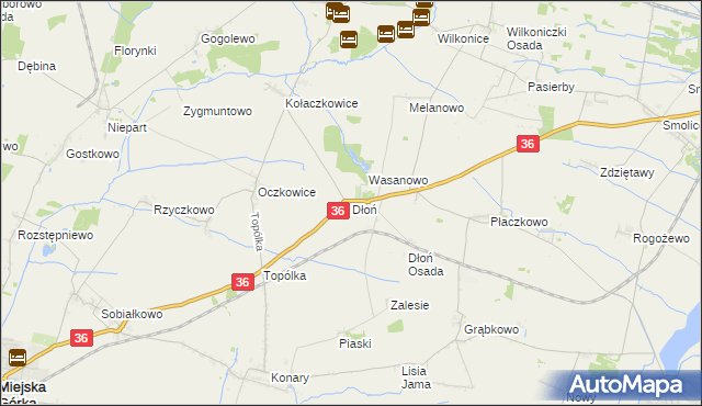 mapa Dłoń, Dłoń na mapie Targeo