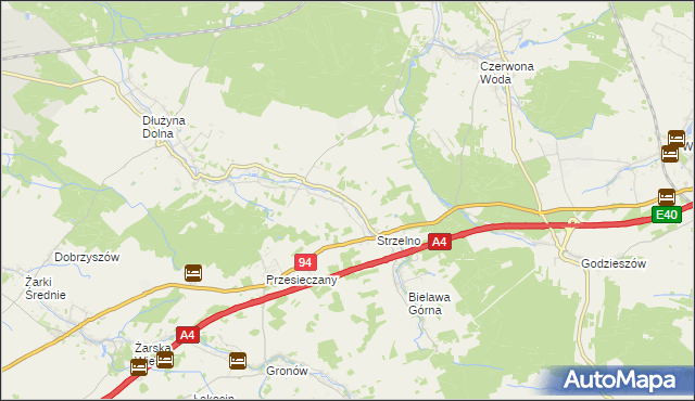mapa Dłużyna Górna, Dłużyna Górna na mapie Targeo