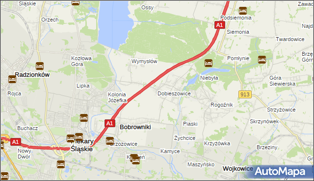 mapa Dobieszowice gmina Bobrowniki, Dobieszowice gmina Bobrowniki na mapie Targeo