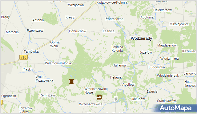 mapa Dobków gmina Wodzierady, Dobków gmina Wodzierady na mapie Targeo