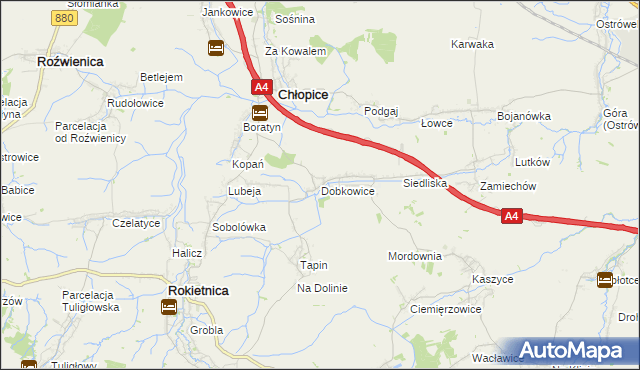mapa Dobkowice gmina Chłopice, Dobkowice gmina Chłopice na mapie Targeo