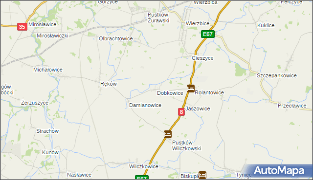 mapa Dobkowice gmina Kobierzyce, Dobkowice gmina Kobierzyce na mapie Targeo