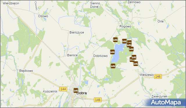 mapa Dobrkowo, Dobrkowo na mapie Targeo