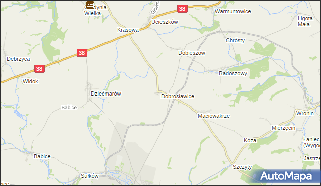 mapa Dobrosławice gmina Pawłowiczki, Dobrosławice gmina Pawłowiczki na mapie Targeo