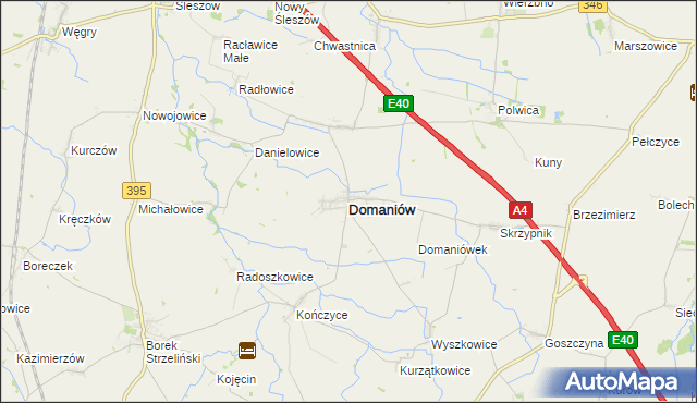 mapa Domaniów powiat oławski, Domaniów powiat oławski na mapie Targeo