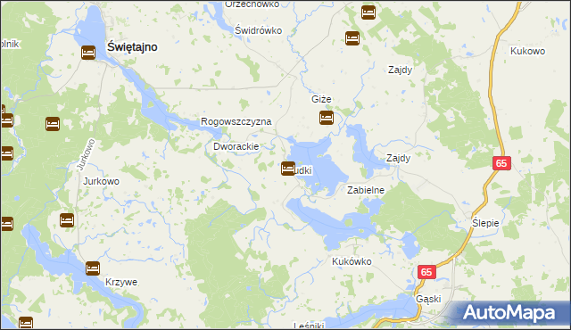 mapa Dudki gmina Świętajno, Dudki gmina Świętajno na mapie Targeo