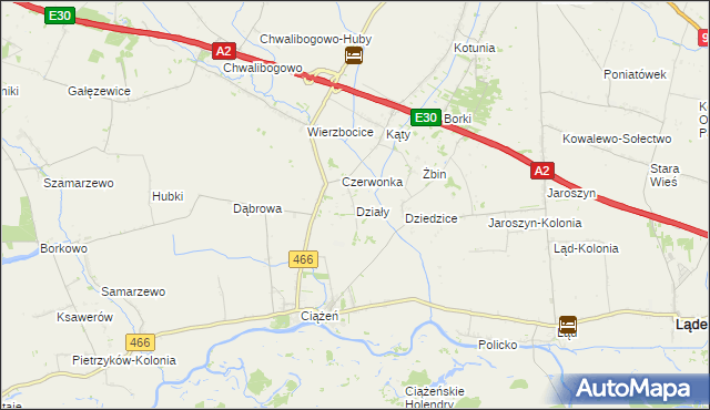 mapa Działy gmina Lądek, Działy gmina Lądek na mapie Targeo