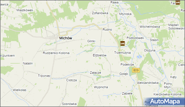 mapa Elżbietów gmina Michów, Elżbietów gmina Michów na mapie Targeo