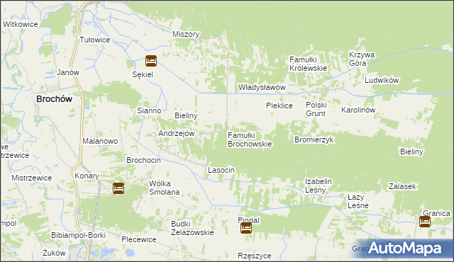 mapa Famułki Brochowskie, Famułki Brochowskie na mapie Targeo