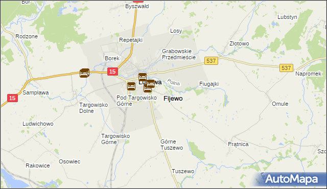 mapa Fijewo gmina Lubawa, Fijewo gmina Lubawa na mapie Targeo