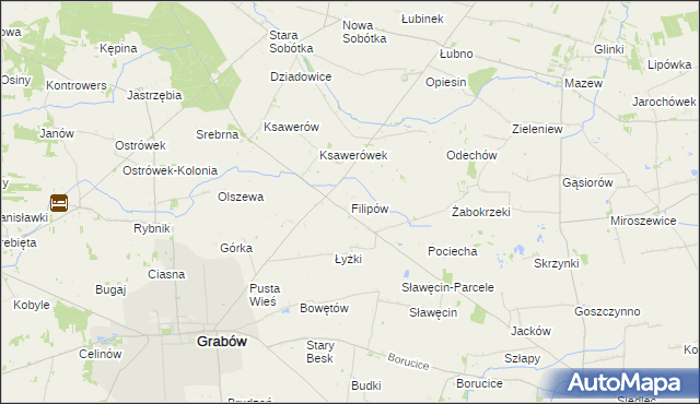 mapa Filipów gmina Grabów, Filipów gmina Grabów na mapie Targeo