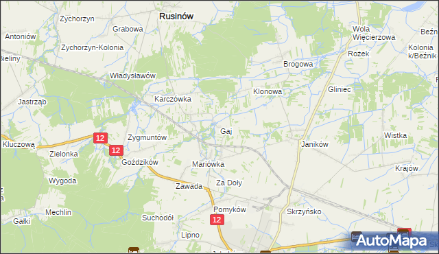 mapa Gaj gmina Przysucha, Gaj gmina Przysucha na mapie Targeo