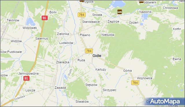 mapa Gidle, Gidle na mapie Targeo