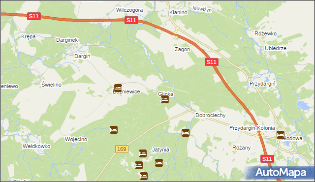 mapa Glinka gmina Bobolice, Glinka gmina Bobolice na mapie Targeo