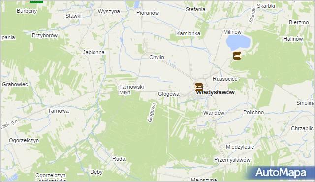 mapa Głogowa gmina Władysławów, Głogowa gmina Władysławów na mapie Targeo