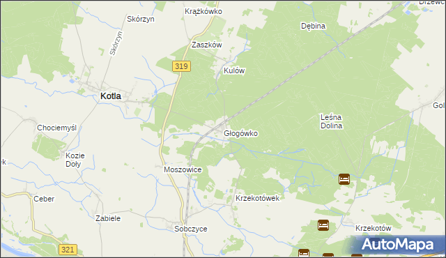 mapa Głogówko gmina Kotla, Głogówko gmina Kotla na mapie Targeo