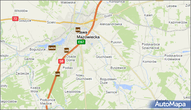 mapa Głuchówek gmina Rawa Mazowiecka, Głuchówek gmina Rawa Mazowiecka na mapie Targeo