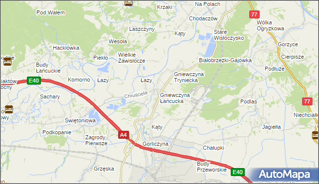 mapa Gniewczyna Łańcucka, Gniewczyna Łańcucka na mapie Targeo