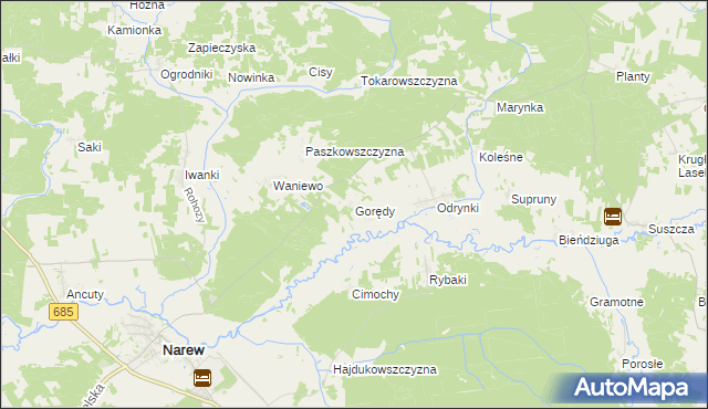 mapa Gorędy, Gorędy na mapie Targeo