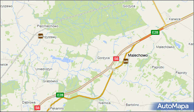 mapa Gorzyca gmina Malechowo, Gorzyca gmina Malechowo na mapie Targeo