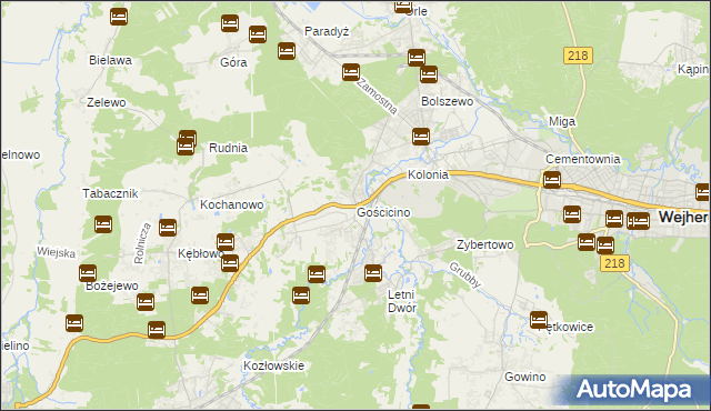 mapa Gościcino, Gościcino na mapie Targeo