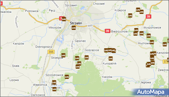 mapa Gościęcice, Gościęcice na mapie Targeo