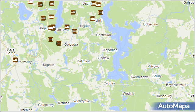 mapa Gosław gmina Polanów, Gosław gmina Polanów na mapie Targeo