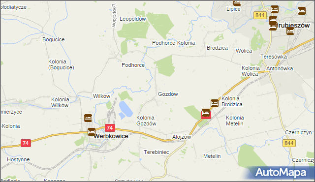 mapa Gozdów gmina Werbkowice, Gozdów gmina Werbkowice na mapie Targeo