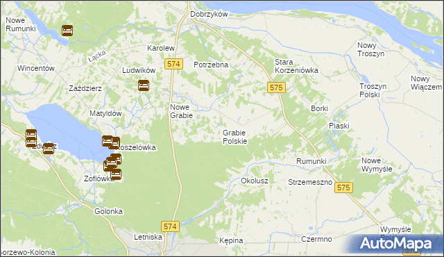 mapa Grabie Polskie, Grabie Polskie na mapie Targeo