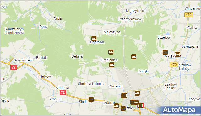 mapa Grabieniec gmina Turek, Grabieniec gmina Turek na mapie Targeo