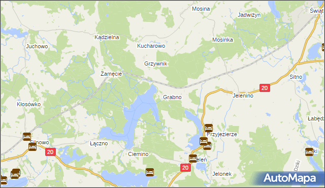mapa Grabno gmina Borne Sulinowo, Grabno gmina Borne Sulinowo na mapie Targeo