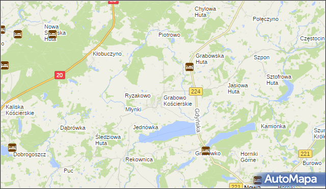 mapa Grabowo Kościerskie, Grabowo Kościerskie na mapie Targeo