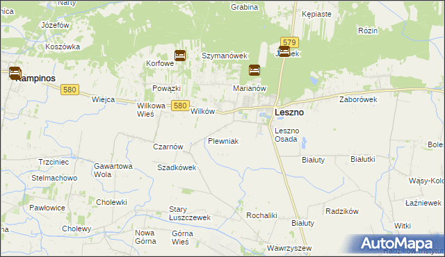 mapa Grądki gmina Leszno, Grądki gmina Leszno na mapie Targeo