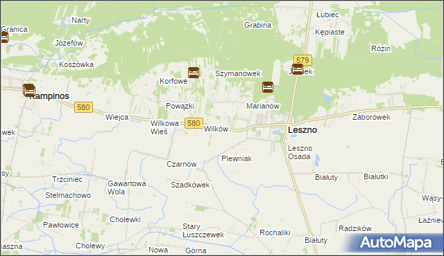 mapa Grądy gmina Leszno, Grądy gmina Leszno na mapie Targeo