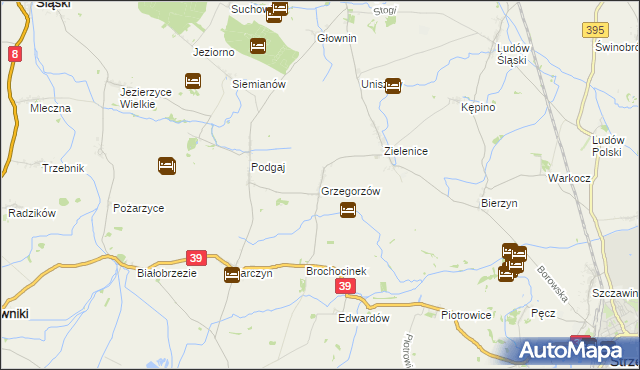 mapa Grzegorzów gmina Kondratowice, Grzegorzów gmina Kondratowice na mapie Targeo